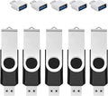 5 Pack 128GB USB Flash Drive with Type C Adapter and Storage Box USB 2.0 High Speed Metal Pen Drive 360° Rotatable Storage Memory Stick for Phone/Pad/PC/Laptop/Android - Black(5-Pack 128GB)