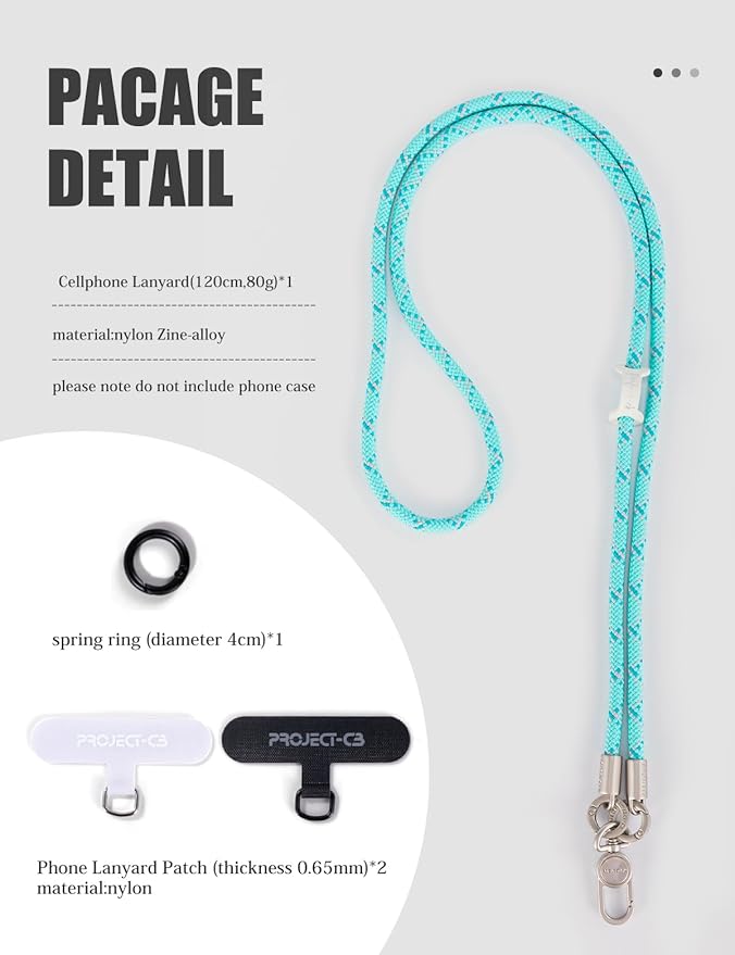 project-cb Phone Lanyard1, Phone Tether Tab2, Crossbody Cell Phone Lanyard, Rope Lanyard, Universal Adjustable Phone Strap (FoggyBlack-S)