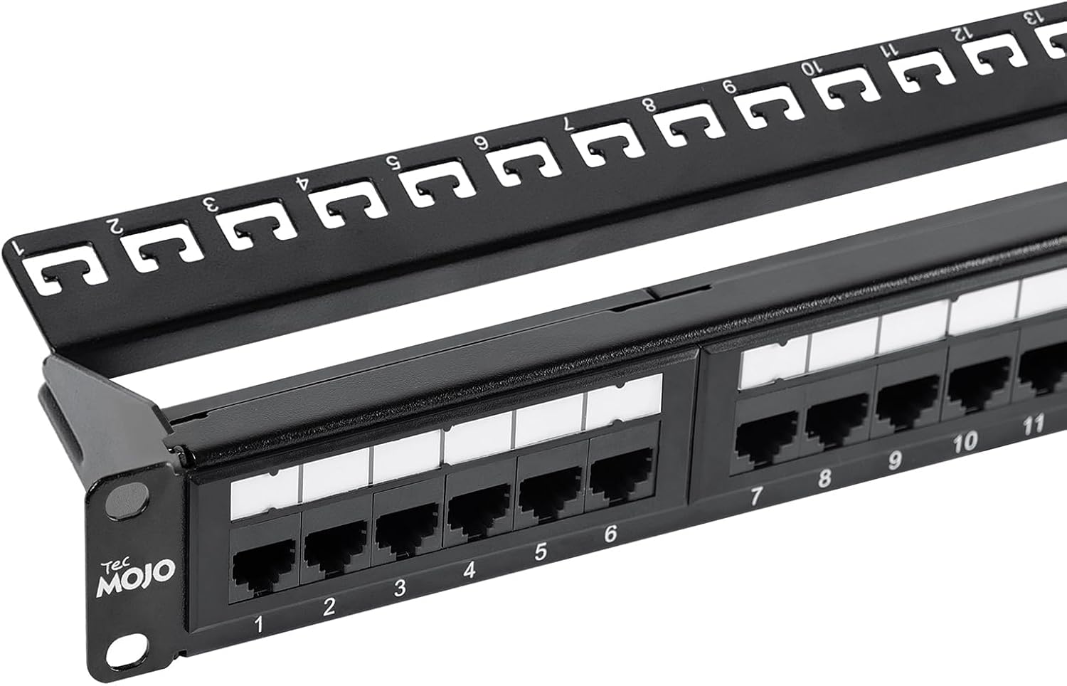 Tecmojo 24 Port Patch Panel, Cat6 Patch Panel, 1U Patch Panel, Network Patch Panel for 19 inch Rack Mount equipments, 10G Support, with Cable Management, Unshielded