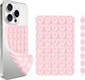 1 Pack Silicone Suction Cup Phone Case Mount Double Sided, Phone Accessories Hands-Free Strong Grip Holder for Selfies and Videos, Silicon Phone Stand Sticky for iPhone and Android Light Pink