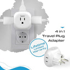 Ceptics Europe Travel Adapter Plug Set Schuko - 4 Input - Ultra Compact - Light Weight Type C, Type E/F - USA to Any Type C E/F Countries Such as Germany, France- 4 Pack (PT-9-9C-4PK),White