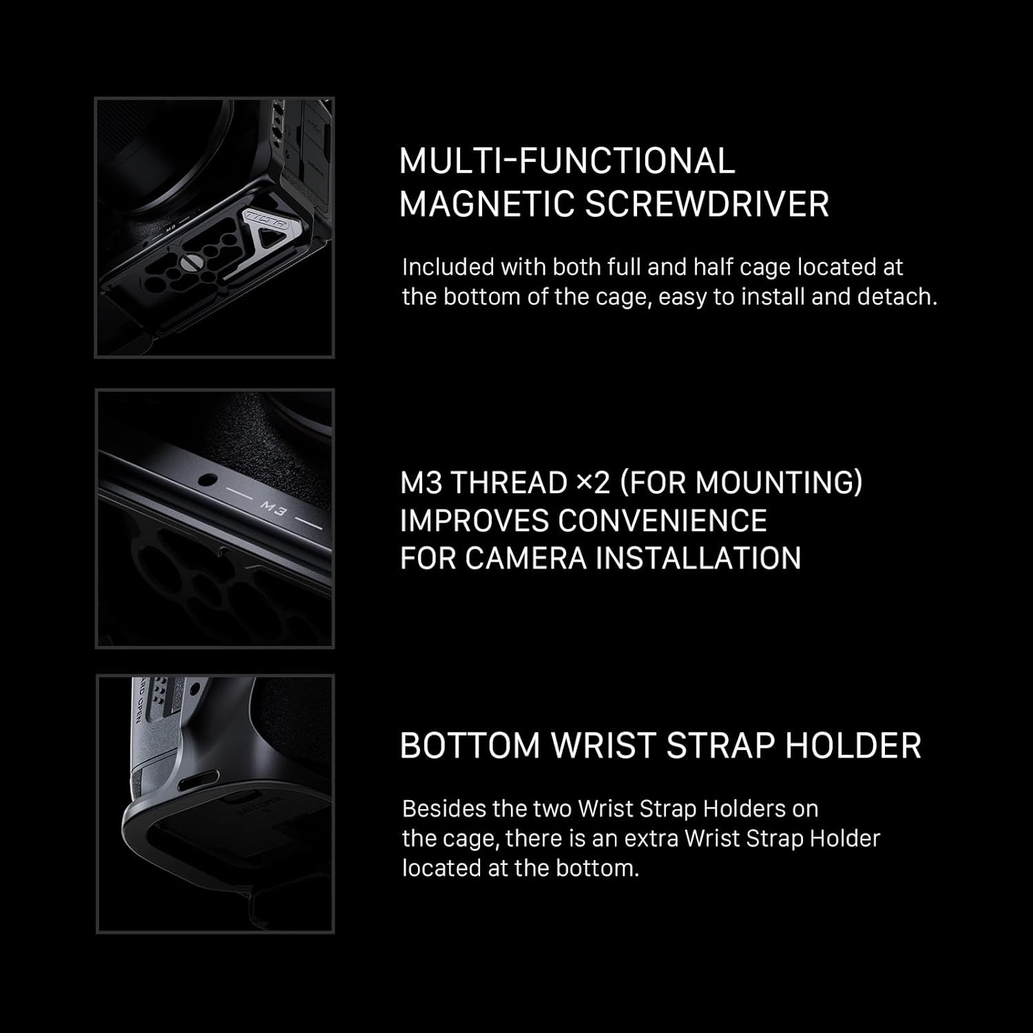 Tilta Half Camera Cage Compatible with Canon R5 Mark II - Black | Mount Accessories w/Cold Shoe, 1/4"-20 and 3/8"-16 | Securely Attaches to Camera | Silicone Padding and Lightweight