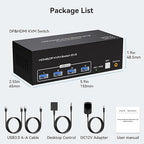 8K HDMI 2 Displayport KVM Switch 3 Monitors 2 Computers DP 1.4 8K 60Hz 4K 120Hz Display Port for Two PC Share Triple Monitor and 4 USB 3.0 Peripherals Support Extended and Duplicate Mode