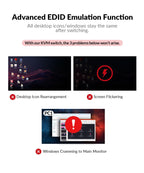 AV Access Docking Station Dual Monitor for Laptop & Desktop, USB-C Charge, Aluminum, KVM Switcher for 2 Computers with Ethernet, EDID, 4K@60Hz/2K@144Hz/1080P@240Hz, 3xUSB 3.0, Power Supply, Audio, SD