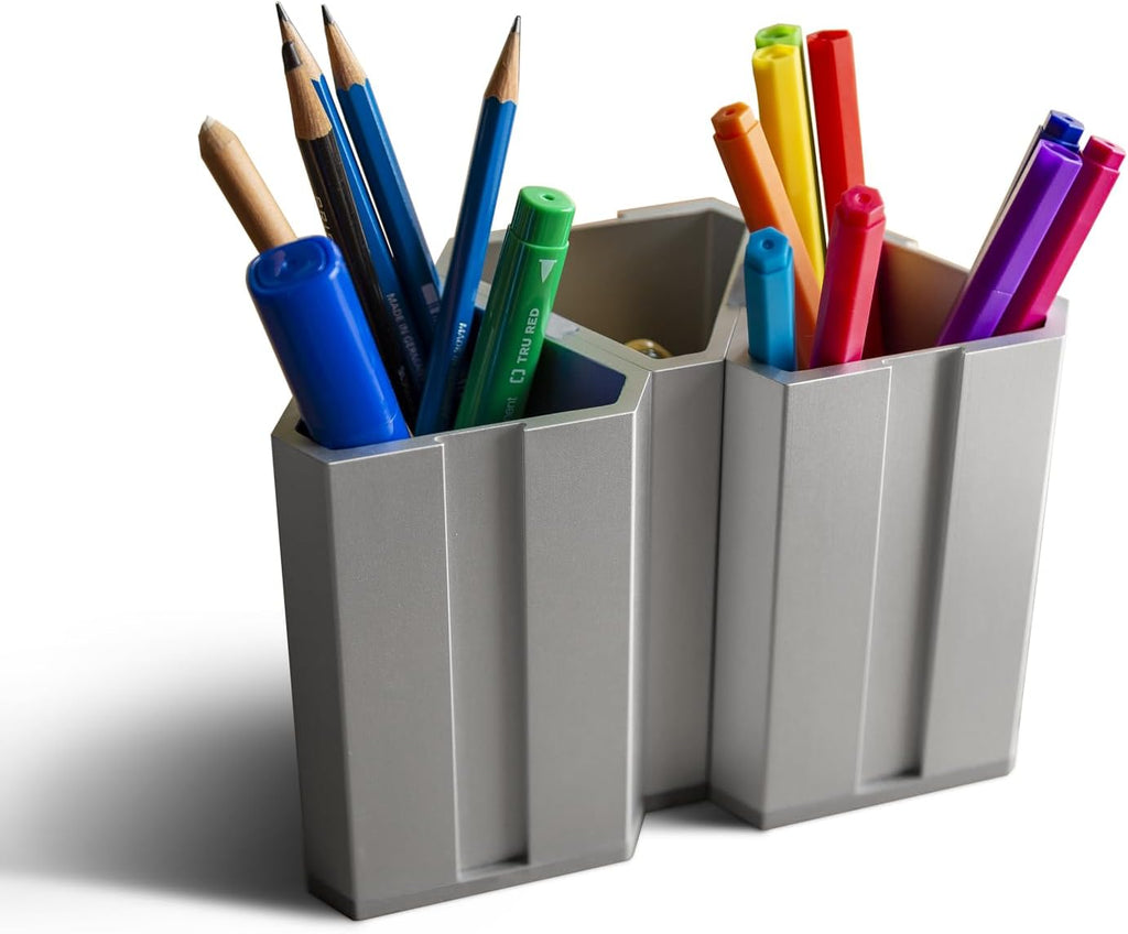 MOOY 1 peice Aluminum Alloy Pen Holder for Desk Office, Pen Organizer, Desk Tidy, FUSECUP, Tool-Free Assembly, Non-Slip Silicone Base, Customizable Pen Holder,1 Piece FUSECUP Holder with a Fuse-Rail