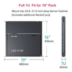 MT-VIKI Rack Mount KVM, 8 Port KVM VGA Switch w/15.6'' LCD Monitor, 1080P, Mount into 23.6-31.5'' deep Server Cabinet, Integrated Touchpad+Keyboard+8 KVM Cables