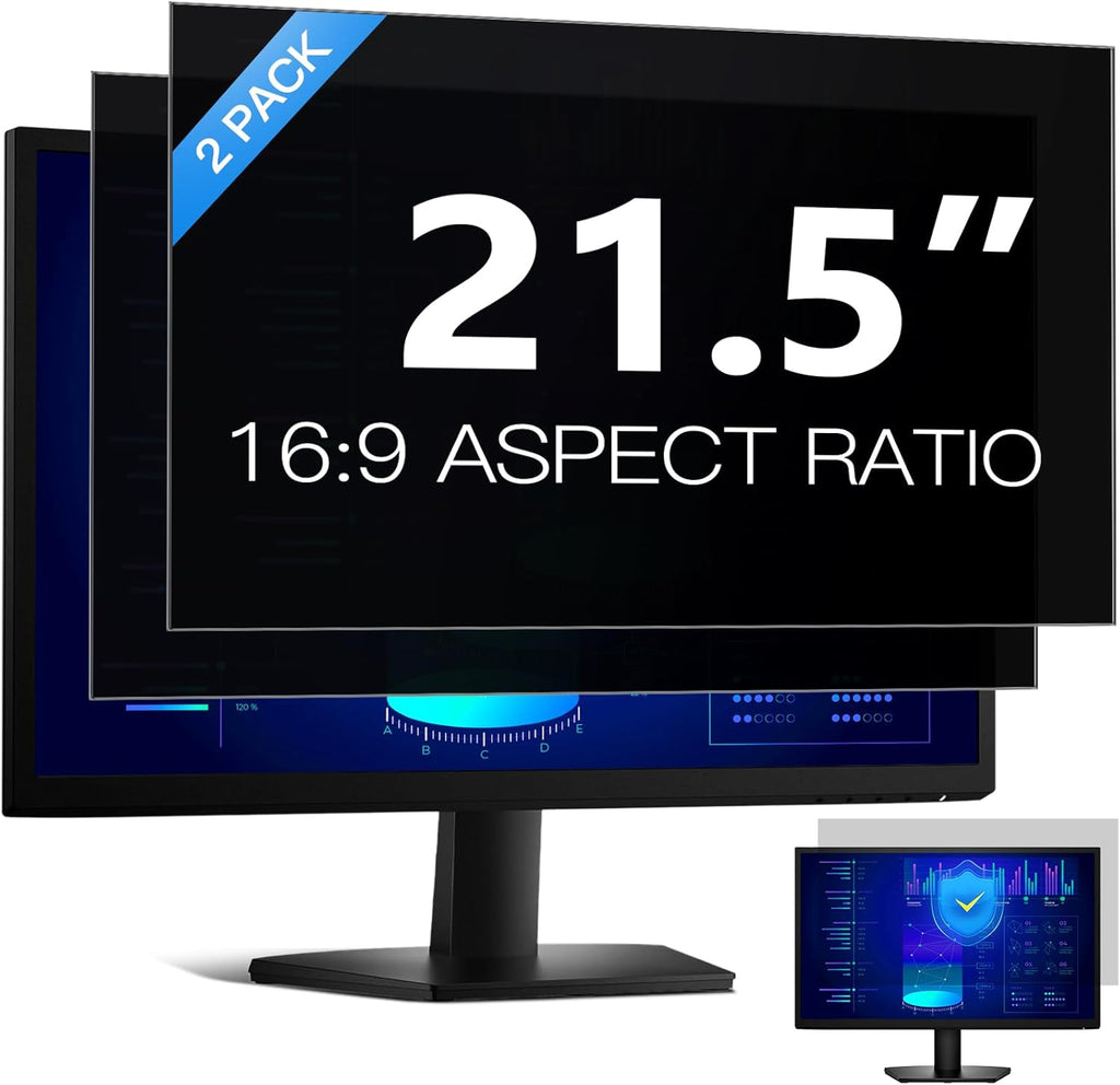 [2 Pack] Easges 21.5 Inch Computer Privacy Screen Filter for 16:9 Aspect Ratio, Eye Protection, Anti-Glare, Anti-Blue Light Computer Monitor Privacy Filter, Removable Anti-Scratch 21.5" Protector Film