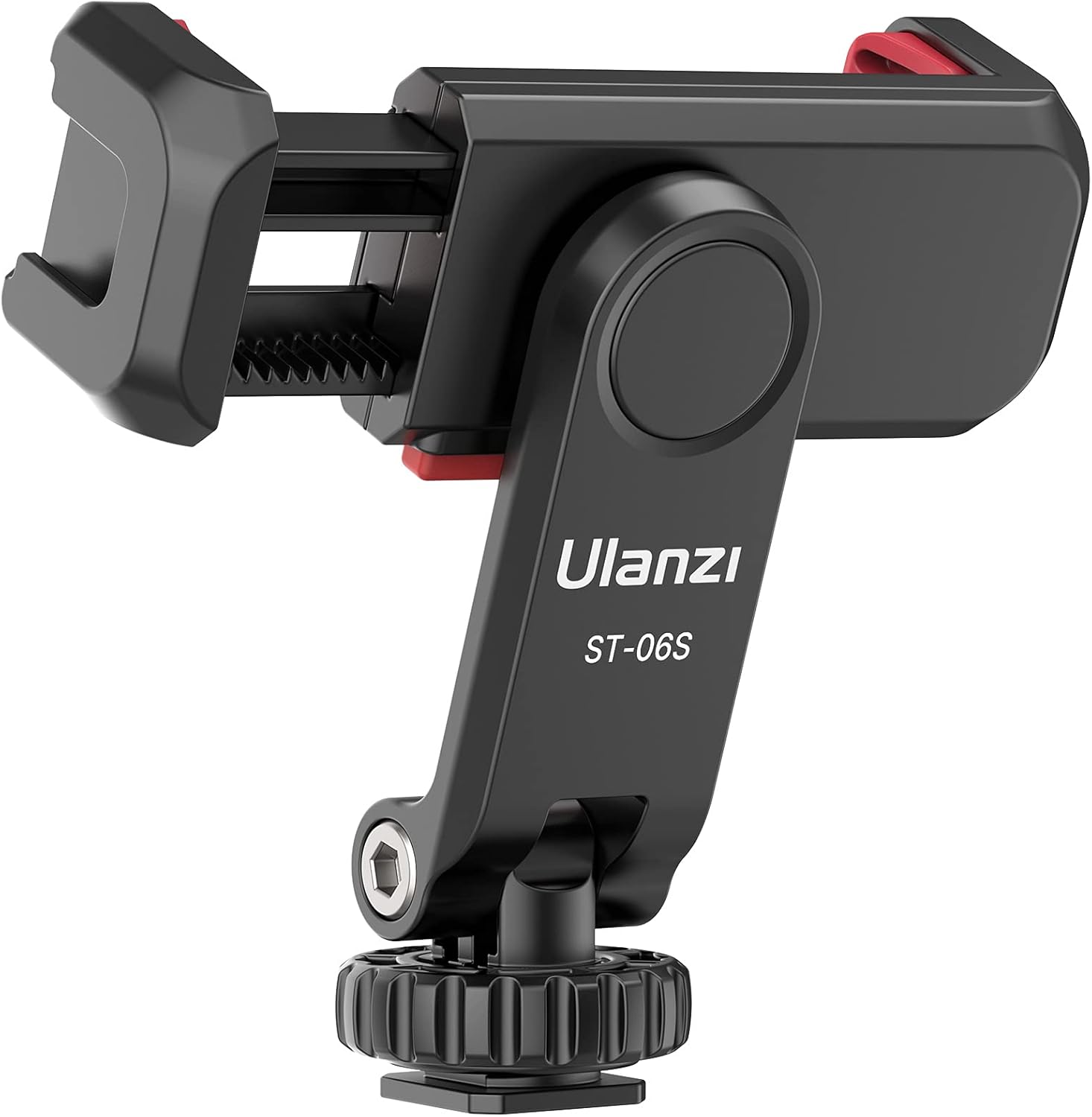 ULANZI ST-06S Phone Tripod Mount, Universal Smartphone Mount Adapter with 2 Cold Shoe, 360° Rotates Adjustable Cell Phone Clip Clamp Holder, Compatible with iPhone, Samsung Galaxy and All Phones