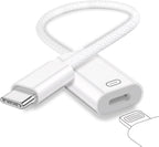 USB C to Lightning Headphone Audio Adapter, Type C Male to Female Lightning Earphone Converter with Charge/Data Transfer, Compatible with iPhone 17/16/15 Plus/Pro/Max, iPad Pro/Air 6/5/4, MacBook