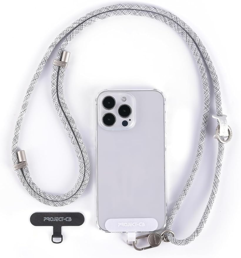 project-cb Cell Phone Lanyard 1,Phone Tether Tab 2,Crossbody Strap,Lanyards for Around the Neck,Adjustable Strap 80-160cm (FoggyBlack-S)