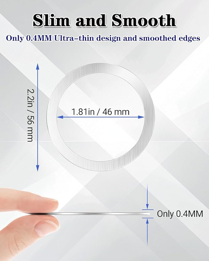 Metal Rings 6PCS,Ultra-Thin(0.4mm) for MagSafe Sticker,Magnetic Adapter,Phone Cases & Wireless Charger,Compatible with iPhone 16/15/14/13/12,Galaxy S24/S23/S22/Kindle,for Mag Safe Accessories