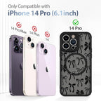 AIGOMARA Case for iPhone 14 Pro [Compatible with MagSafe] Black Ribbon Bow Pattern Design Soft TPU Bumper Hard PC Back Anti-Fall Shockproof Protective Slim Magnetic Cover for Women Girls