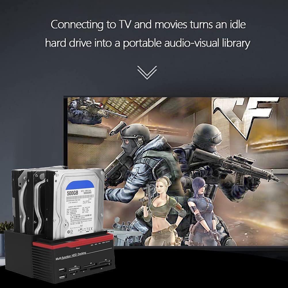 Zopsc USB 3.0 SATA/IDE HDD Docking Station Three-Bay Offline Clone HUB Reader 12V / 3A Independent Power Supply External Hard Drive Docking Station(US) 100-240V