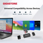 GIGASTONE SD Card Reader 2-Pack, 5-in-1 USB-A/USB-C Card Reader, Dual Slot for SD/Micro SD/SDHC/SDXC, Compatible with Laptop, PC, iPhone16/15, MacBook Pro/Air, iPad Pro, Android