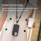 alto Crossbody Phone Lanyard: Detachable Patch, Nylon Strap with Italian Leather pad, for iPhone and Android Full Body Phone Cases (Plaid Green)