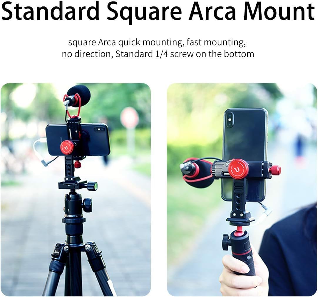 Cell Phone Tripod Mount, ULANZI ST-14 Smartphone Tripod Mount Adapter Aluminum with Cold Shoe, 360° Cell Phone Stand Holder Clamp for iPhone16 15 14 13 12 11 Max Pro iPhone X XR Xs 6 7 Plus