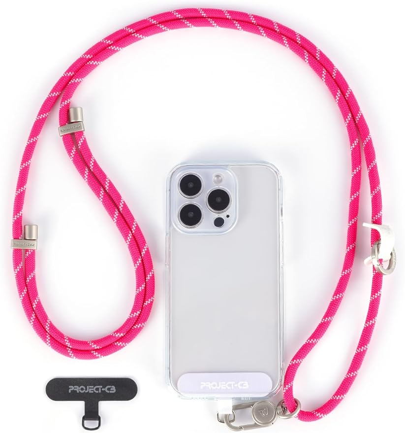 project-cb Cell Phone Lanyard 1,Phone Tether Tab 2,Crossbody Strap,Lanyards for Around the Neck,Adjustable Strap 80-160cm (Magenta-S)