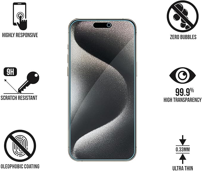 3Pack Screen Protector for iPhone 15Pro Max/iPhone 15Plus 6.7inch 9H+ Anti Blue Light Tempered Glass, Anti-Scratch, Case Friendly