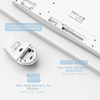 Ergonomic Keyboard and Mouse Combo - Full Size Keyboard Cordless with Palm Wrist Rest Ergonomic Mouse Wireless for Windows Computers Laptops - White(Upgrade)