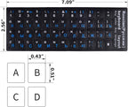 2PCS Russian Keyboard Stickers, Cyrillic Keyboard Letters Replacement Sticker Blue Font with Black Background for PC Computer Laptop Notebook Desktop, Russian-English Keyboard Alphabet Stickers