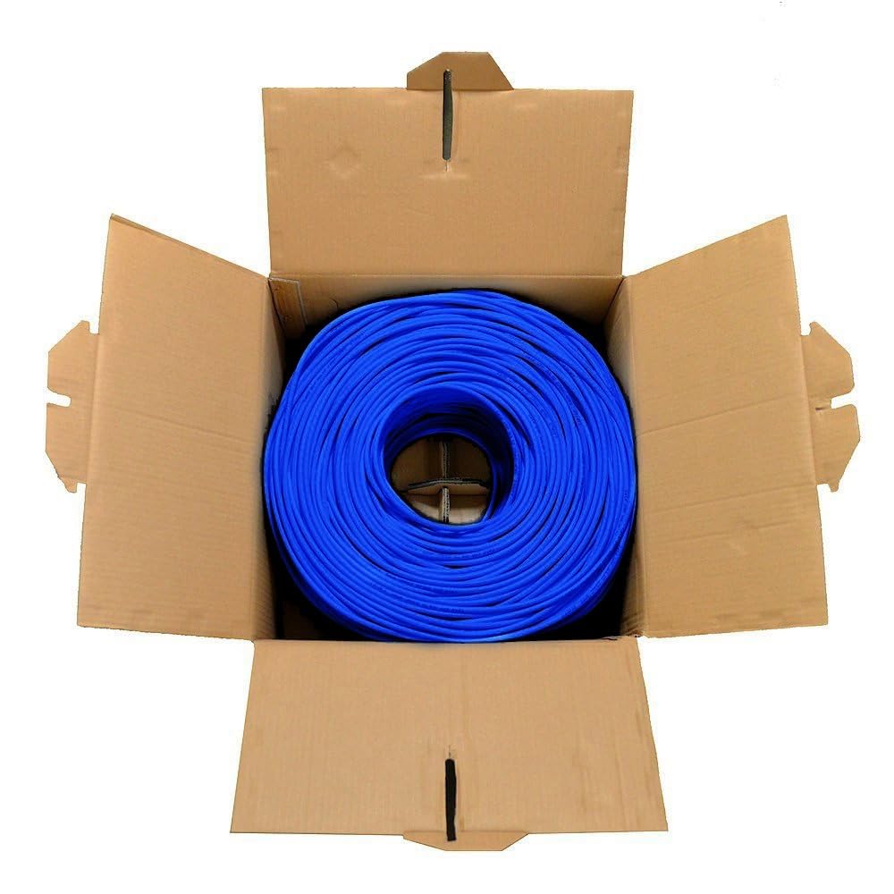 DRIPSTONE CAT6 Ethernet Cable 1000ft Bulk Network LAN Wire 23AWG Solid CCA UTP 550MHz High-Speed Internet Cable Streaming, Office, Home Use, Pull Box, CAT 6 Bulk, Stable Connectivity - Dark Blue