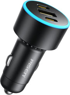 PISEN 60W 3-Port USB C Car Charger - PD30W & QC3.0 Fast Charging, Multi Device Compatible, LED Indicator, Durable Design, Safety Certified for iPhone 16/15/14/13/12 Series