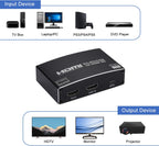 HDMI Splitter 1 in 4 Out, 1x4 HDMI Splitter Audio Video Distributor Box Support 3D & 4K x 2K Compatible for HDTV, STB, DVD, PS3, Projector Etc