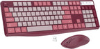 Wireless Keyboard and Mouse Combo, Lovaky 2.4G Full-Sized Ergonomic Keyboard Mouse, 3 DPI Adjustable Cordless USB Keyboard and Mouse, Quiet Click for Computer/Laptop/Windows/Mac (1 Pack, Rose)