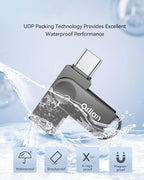128GB USB C Flash Drive, Dual Drive USB 3.0 and Type C Thumb Drive Up to 110MB/s Read Metal Waterproof Swivel Design Portable for PC Laptop Tablet Android Smartphone iPhone 15 and More, Gray