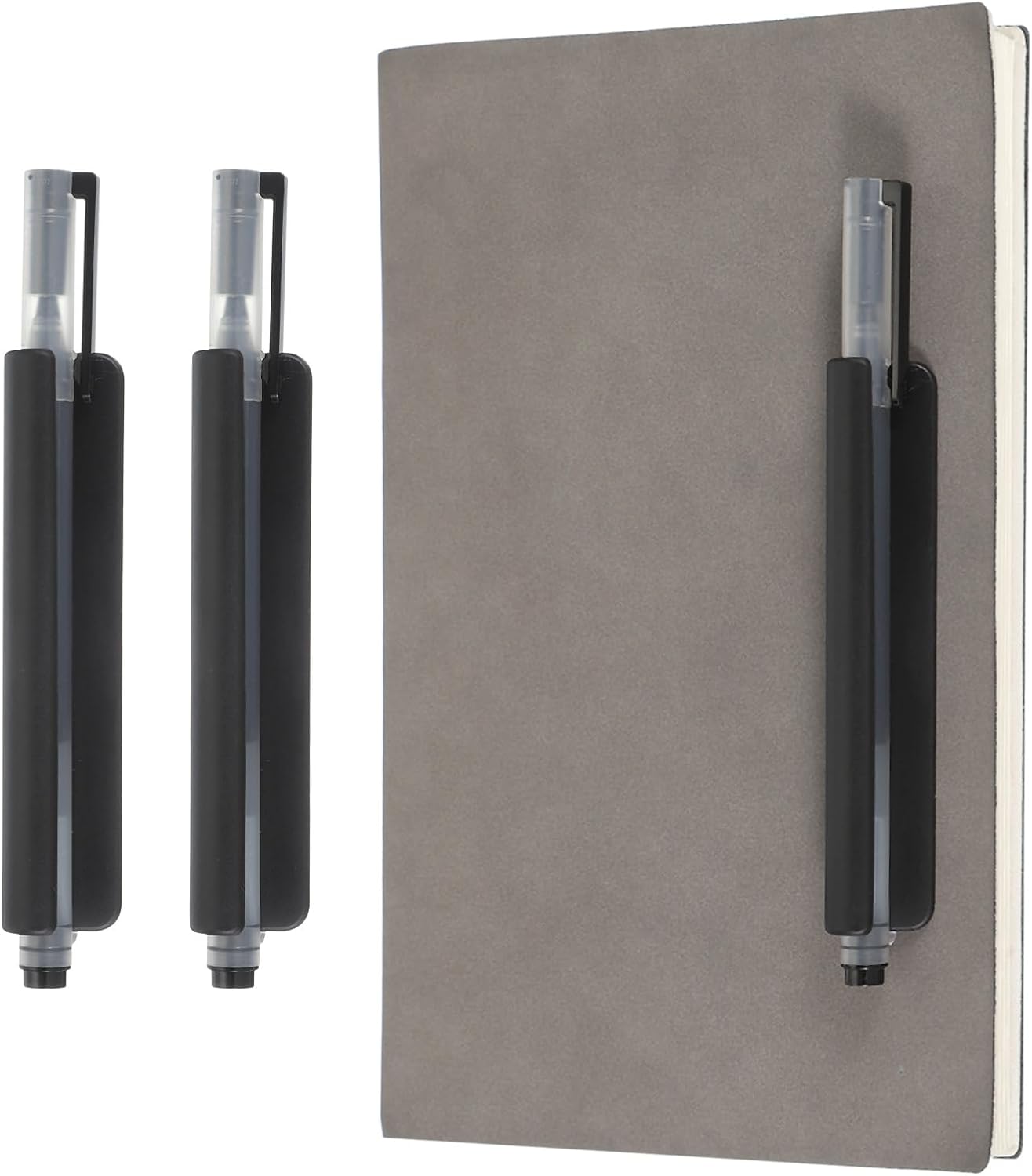 PATIKIL 2 Pcs Adhesive Pencil Holders, 105mm Long Universal Pencil Clip Silicone Pen Holder Office Pen Organizer for Desk Wall Clipboard Notebook Tablet Case Stylus, Black