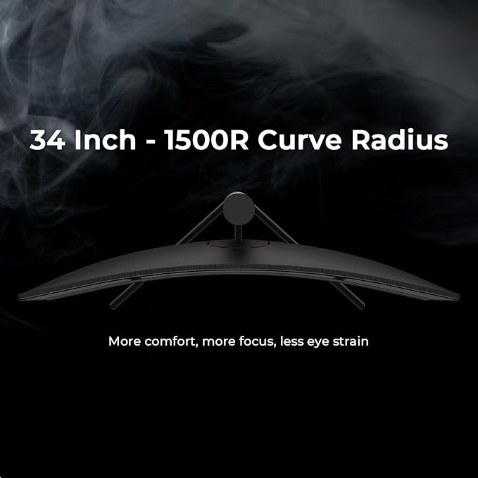 Deco Gear 34" 3440x1440 21:9 Ultrawide Curved Monitor, 180Hz, HDR10, 4000:1 Contrast Ratio, 99% sRGB, 16.7 Million Colors, Adaptive Sync, Blue Light Reduction