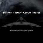 Deco Gear 34" 3440x1440 21:9 Ultrawide Curved Monitor, 180Hz, HDR10, 4000:1 Contrast Ratio, 99% sRGB, 16.7 Million Colors, Adaptive Sync, Blue Light Reduction
