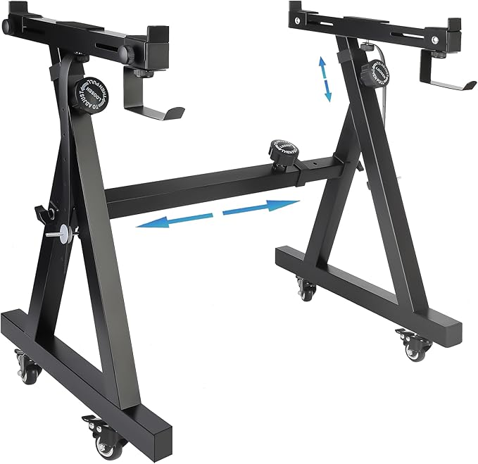 Keyboard Stand Piano w/ Wheels Duty Piano Stand Z Style Adjustable Keyboard Stand Keyboard Holder Piano Keyboard Stand - Sturdy Rolling Musical Keyboard Stand Fits 54, 61 And 88 Keys Electric Keyboards Digital Pianos