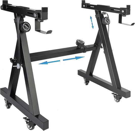 Keyboard Stand Piano w/ Wheels Duty Piano Stand Z Style Adjustable Keyboard Stand Keyboard Holder Piano Keyboard Stand - Sturdy Rolling Musical Keyboard Stand Fits 54, 61 And 88 Keys Electric Keyboards Digital Pianos