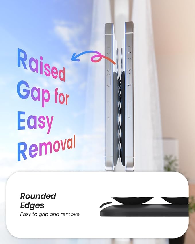 Klearlook Magnetic Suction Phone Mount for MagSafe Case, Removable Sticky Phone Grip Holder for Hands-Free Makeup/Selfie/Live Streaming/Vlog for TikTok & Instagram Influencer/Creator, Black