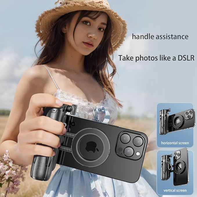 4-in-1 Multi-Functional 360° Rotating Mini Magnetic Portable Selfie Stick, Pocket-Sized Retractable Phone Holder, Equipped with Wireless Detachable Remote Control
