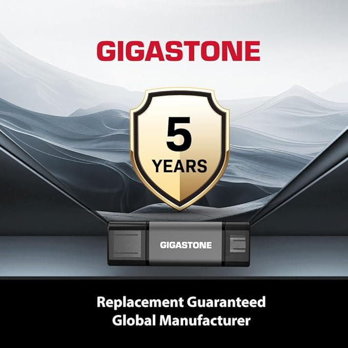 GIGASTONE 128GB Dual Flash Drive (2 Pack) Z40 USB 3.2 Gen 1, 2-in-1 Type-A & Type-C, 100MB/s Ultra Fast, Head Cap Design, Plug & Play for Smartphone/PC/Mac/TV/Car Audio, USB 2.0/3.0/3.1 Compatible