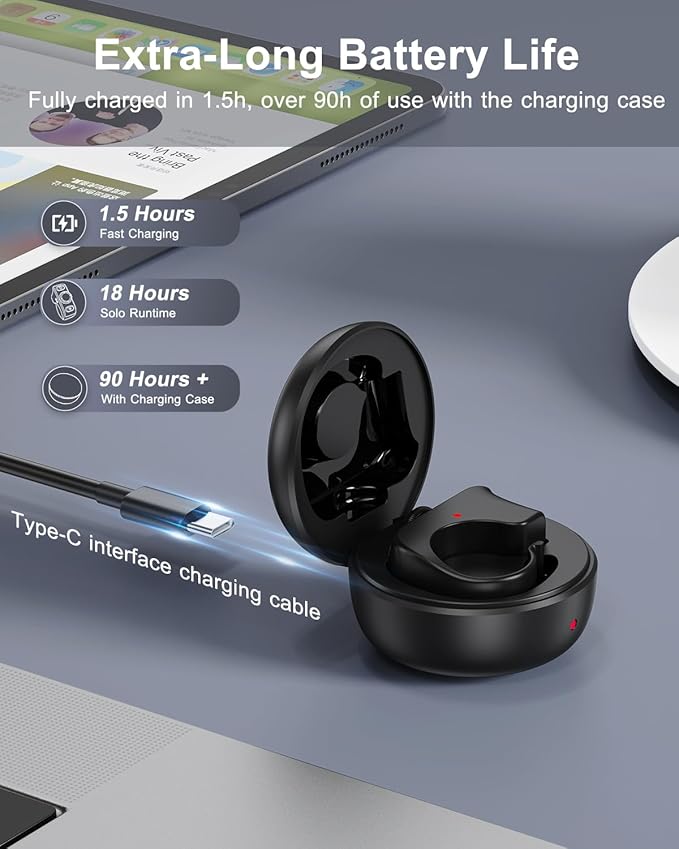 TikTok Scrolling Ring Remote Control, Camera Shutter Remote, Wireless Bluetooth Scrolling Ring for iPhone, iPad, iOS, Android - Black