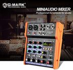 G-MARK Analog Mixer Audio 4 Channel DJ Audio Mixer Bluetooth Studio Karaoke For PC Live Performance KTV Home Stage Music Effects Sound Card Protable Mixing Console
