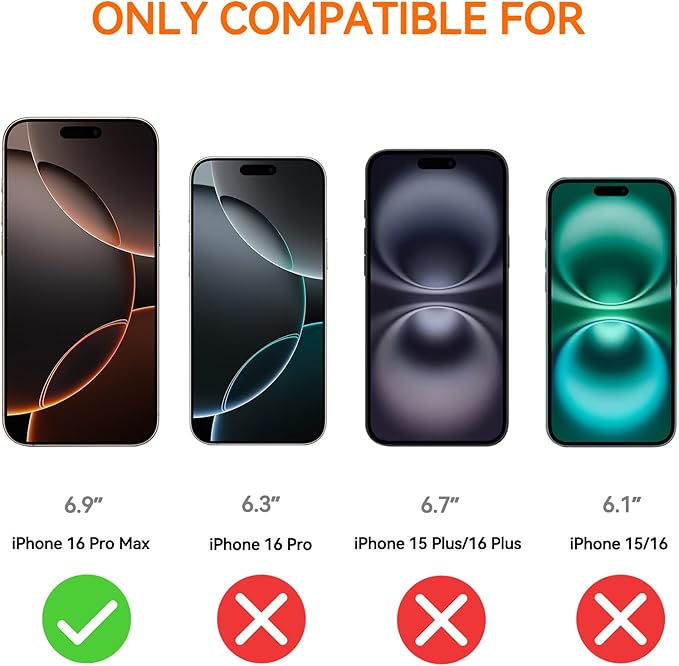 4 Pack Anti Blue Light Screen Protector for iPhone 16 Pro Max [6.9 inch] with Installation Frame,9H+ Anti Blue Light Tempered Glass, Anti-Scratch, Case Friendly
