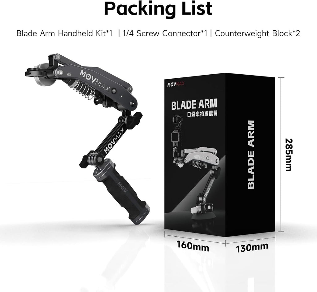 MOVMAX Blade Arm Handheld Kit for DJI Pocket 3, Insta 360, and GoPro Hero 12 Action Cameras, Handheld Stabilizer/N2 Arm Technology/Universal Locking Screw