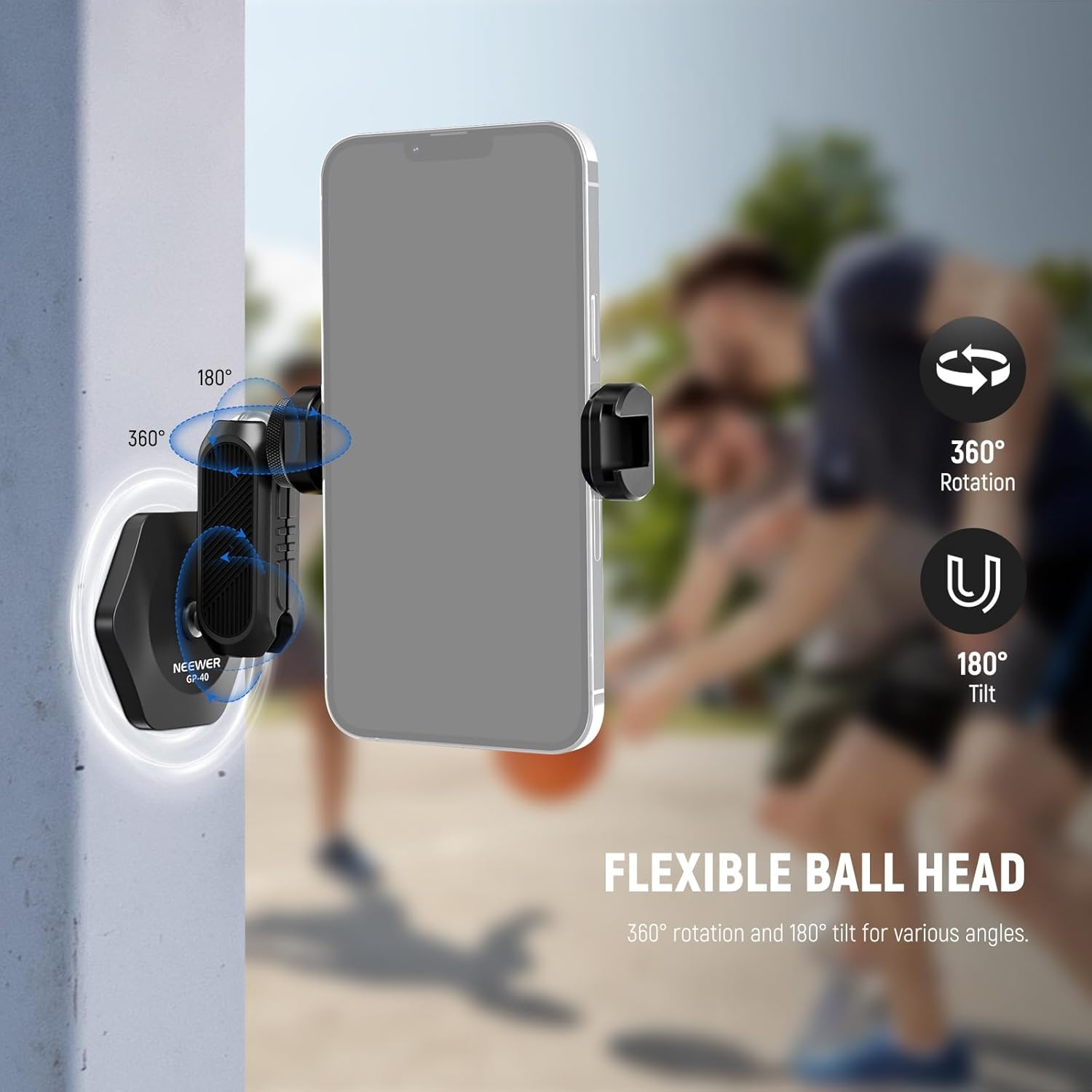 Neewer Magnetic Action Camera Car Mount Kit with Magic Arm Stand & Phone Holder Attachment Compatible with GoPro Hero 13 12 11 10 Go Pro Max DJI Action Insta360 iPhone 16 Pro Max S24 Ultra, GP-40