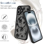 AIGOMARA Case for iPhone 16 [Compatible with MagSafe] Ink Flower Floral Pattern Design for Women Girls Soft TPU Bumper Hard PC Back Anti-Fall Shockproof Protective Slim Magnetic Cover
