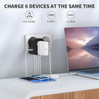 EPICKA Universal Travel Adapter, GaN International Plug Adapter with 3 USB-C 70W PD Fast Charging & 2 USB-A Adaptor All-in-one Wall Charger for USA EU UK AUS (TA-105 Pro, Black)