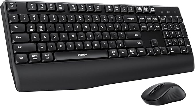 seenda Bluetooth Keyboard and Mouse, COE200 USB + Bluetooth Multi Device, Ergonomic Keyboard Mouse Set, Full-Size Wireless Combo Compatible for Mac OS/Windows PCs Computers Laptops MacBooks - Black