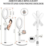 8 inch Desk Ring Light with Stand, Adjustable Computer Circle Light for Video Conference Lighting, Zoom Calls, Virtual Meeting, Video Recording, Selfie Light with Phone Holder for Streaming, Podcast