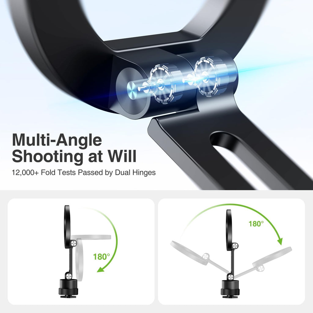 elitehood Magnetic Phone Tripod Mount for Magsafe, Aluminum iPhone Tripod Mount Adapter with 1/4” Screw, Cold Shoe Phone Holder for Camera, Compatible with iPhone 16/15/14/13 Series