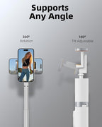 TODI 63" Phone Tripod, Extendable Selfie Stick with Wireless Remote and Phone Holder, Portable All-in-1 Cell Phone Tripod Stand for Video Recording, Compatible with iPhone/Android (White)