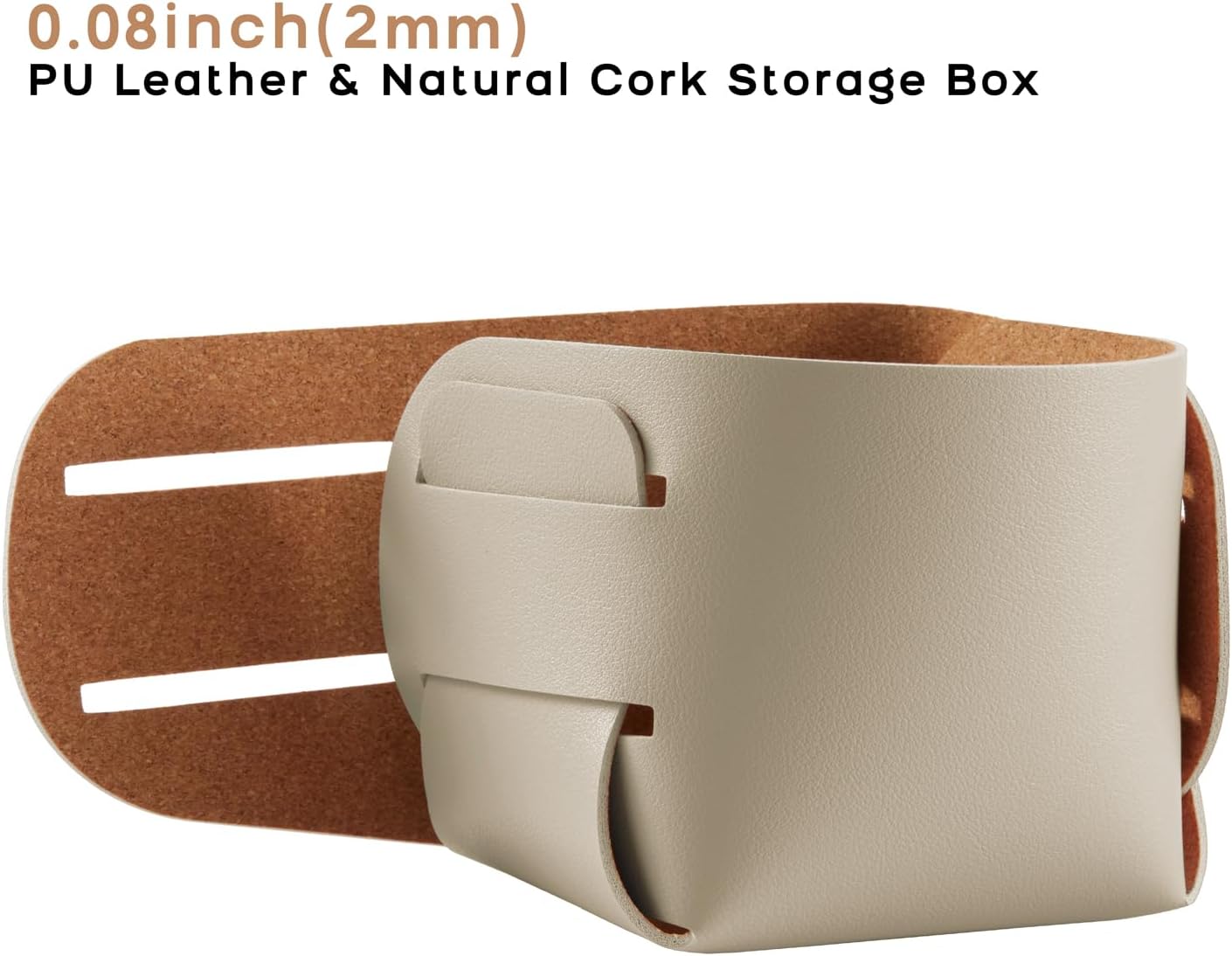 2-Pack Cork Leather Makeup Brush Holder Organizer - Desk Accessories Storage - Pencil Pen Holder - Stylish Addition to Home Decor (Beige)