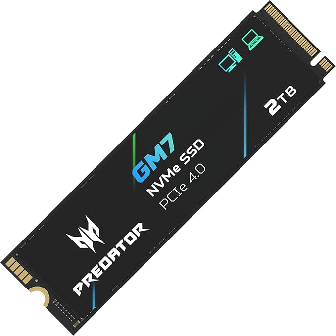 Predator GM7 2TB SSD: M.2 2280 PCIe Gen 4 x4 NVMe 2.0, Read Speed Up to 7400 MB/s, Internal PC Solid State Drive for Laptop, Desktop and PS5 - BL.9BWWR.119